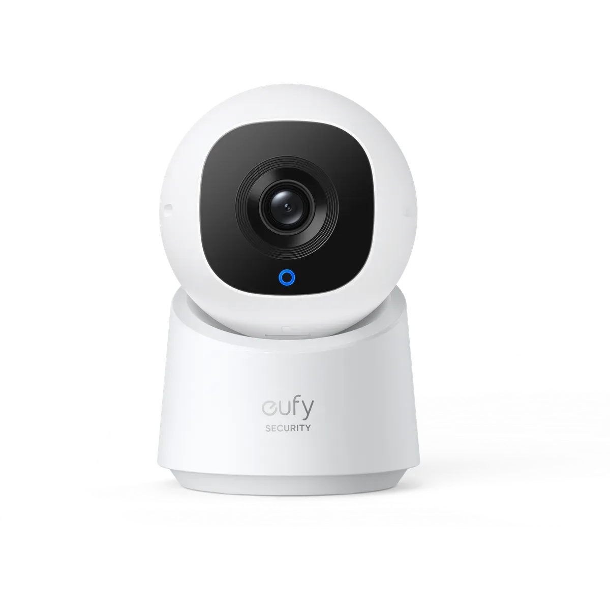 Caméra eufy C220 intérieure blanche en forme de dôme, tête rotative posée sur son socle